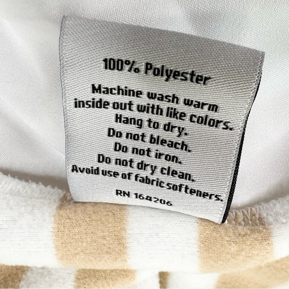 NWOT Dudley Stephens turtleneck zip white tan stripe fleece prospect pullover XS - Picture 16 of 16